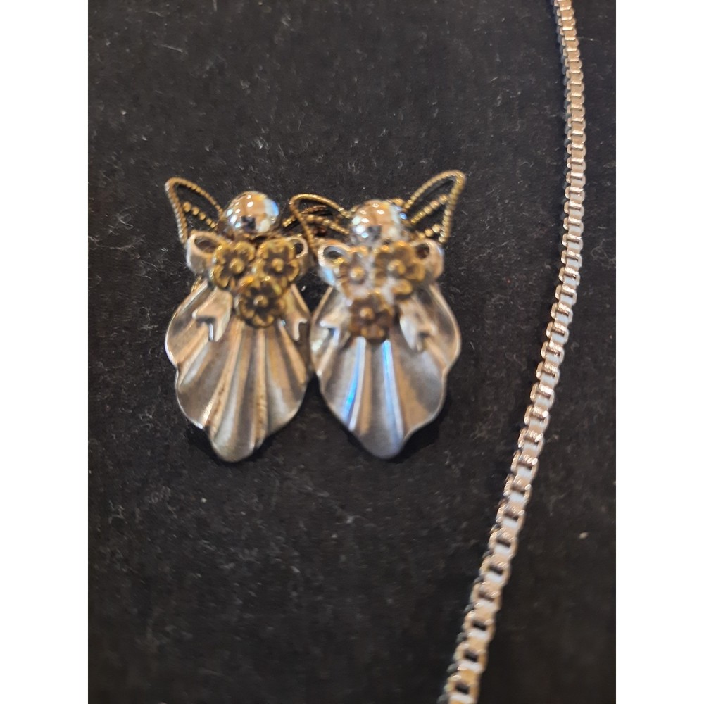 Angel Pendant Necklace/Brooch and Pierced Earrings